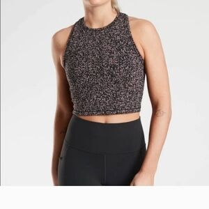Athleta Black and Tan Patterned Crop Top